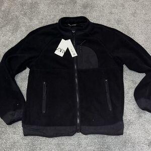 New Zara Black heavy fleece Denali style 3 pocket winter Coat Jacket XL men’s